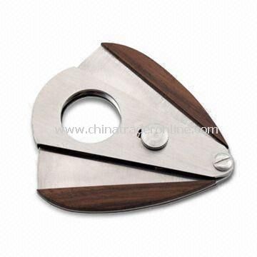 Stainless Steel Cigar Cutter with Wooden Handle from China