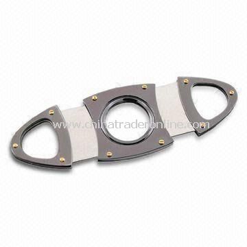 Stainless Steel Cigar Cutters with Closed Size of 9.2cm, Various Colors Available