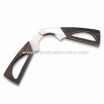 Stainless Steel Cigar Cutters with Wooden Handle, Closed Size of 11.2cm