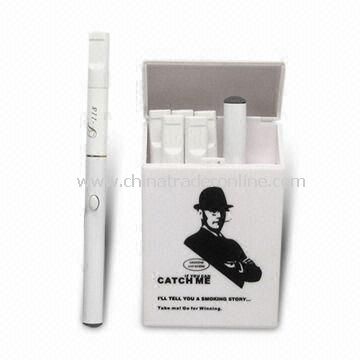 Pen-style E-cigarette and Charger with 9.2mm Diameter, Each Cartridge Keeps Up To 200 Puffs