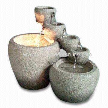 19-inch Light and Durable Stone Mortar Fountain with Light, Made of Fiberglass Material