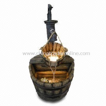 Barrel-shaped Hand Cask Water Fountain Made of Polyresin and Fiberglass, for Outdoor and Indoor Use
