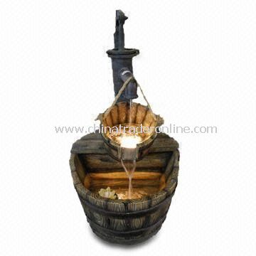 Barrel-shaped Hand Cask Water Fountain Made of Polyresin and Fiberglass, for Outdoor and Indoor Use from China