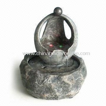 Durable Polyresin Table Fountain with LED and 7-inch Height, Available in Various Designs