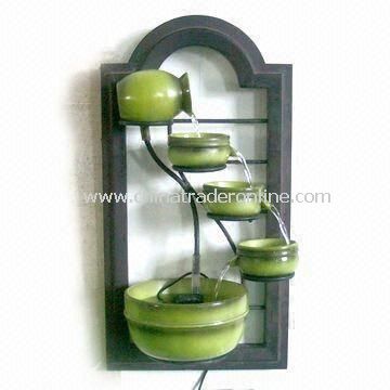 Light/Durable Wall Fountain with 5 Bowls and 20-inch Height, Available in Various Designs