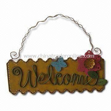 Metal Flower Welcome Sign, Ideal for Easter and Spring Decorations, Measures 13.5 x 5 Inches from China