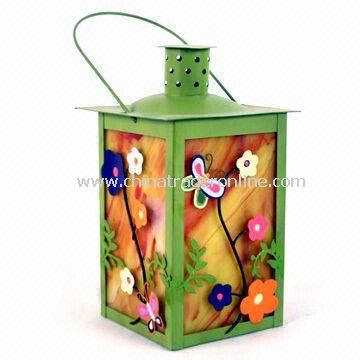 Metal Spring Lantern with Colorful Painting, Suitable for Home and Outdoor Decorations