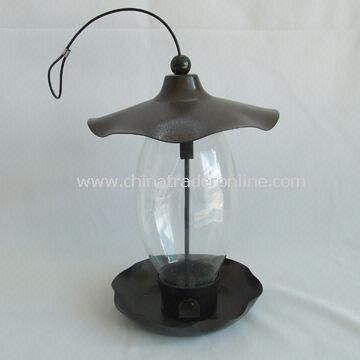 Bird Feeder with Black Painting, Made of Glass and Iron, Suitable for Holding Bird Foods from China