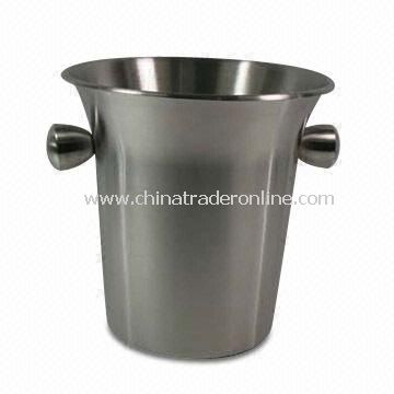 Customized Ice Bucket, Made of Flared Top Stainless Steel, with Two Handles from China