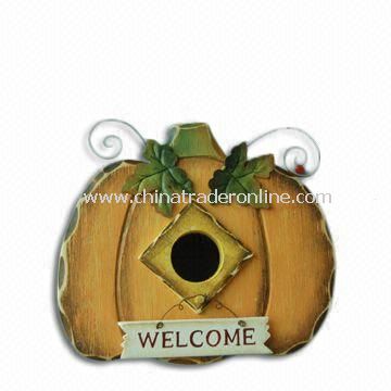 Pumpkin Wooden Bird House for Autumn Decoration, Measures 22.5 x 16.5 x 20cm