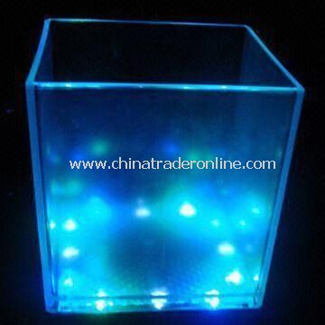 Square LED Ice Bucket, Made of PS/Acrylic Material from China