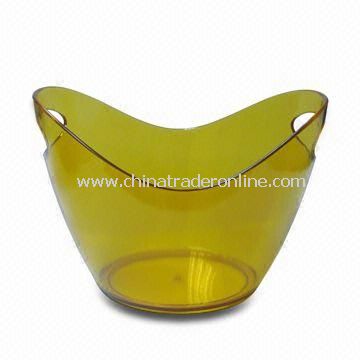 Transparent Ice Bucket with Side Handles, Made of PS, Customized Logos are Welcome from China