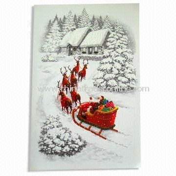 Christmas Card with CMYK Printing, Customized Sizes are Accepted, Made of Art Paper from China