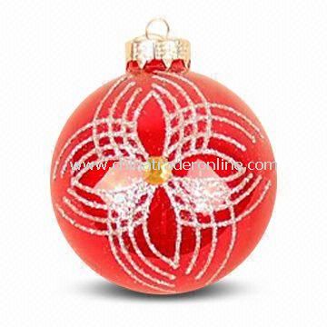 Christmas Glass Ball/Ornament with Inner Print in Various Colors, Measures Ø8cm