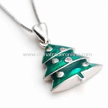 Christmas Jewelry Necklace, Decorated with Rhinestones, OEM Orders are Welcome from China