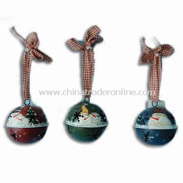 Christmas Ornament/Bells with Electronic Candle Light, Made of Metal and Cloth