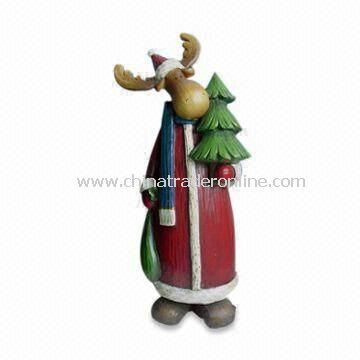 Hand Painted Polyresin Deer Craft for Christmas Decoration with Made of Polyresin from China