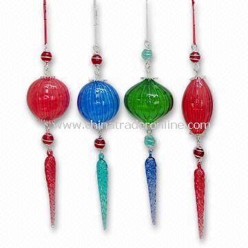 Hollow Glass Wire Christmas Ornaments, OEM Orders Welcome