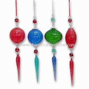 Hollow Glass Wire Christmas Ornaments, OEM Orders Welcome from China