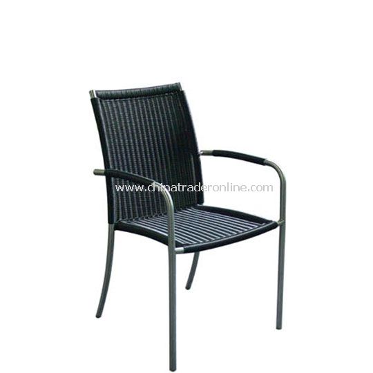 Stainless Steel Armchair with Black Wicker from China