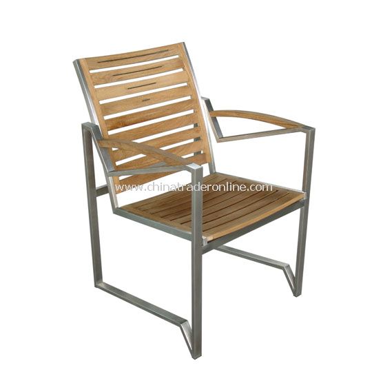 STAINLESS STEEL chair with Teak Wood TOP
