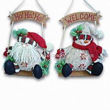 8-inch Swinging Bark-look Santa/Snowman