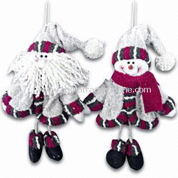 Bark-look Santa/Snowman Hanging Ornaments Measures 9-inch from China