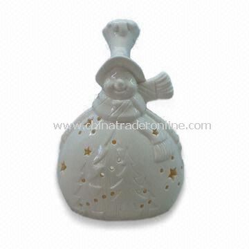 Ceramic/Porcelain Snowman Tealight Candle Holder, Ideal for Gifts and Decoration from China