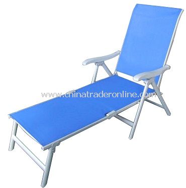 China Patio Furniture Steel Sling Folding Chaise Lounge / Sunbed from China