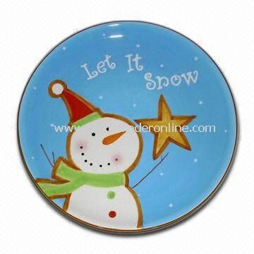 Christmas Snowman Plate, Measures 21 x 21 x 3cm