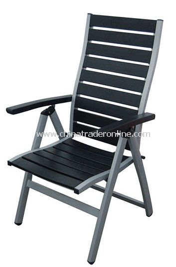 Outdoor Patio Wood Plastic Composite Slat 5-Level Adjustable Folding Chair from China