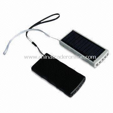 Portable Solar Charger with 5.5V/400 to 800mA Output and 5-piece High Brightness LED Flashlight