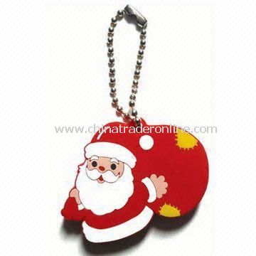 Rubber Keychain in Santa Claus Design, Customized Designs are Welcome