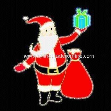 Santa Claus Collage, Outlined by Light Strings with Voltage 120V AC, Measures 92 x 74cm