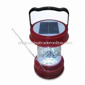 Solar LED Camping Lantern with 0.7W Solar Panel and Radio/Mobile Charger Functions, Made of ABS