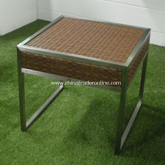 STAINLESS STEEL side table with wicker from China