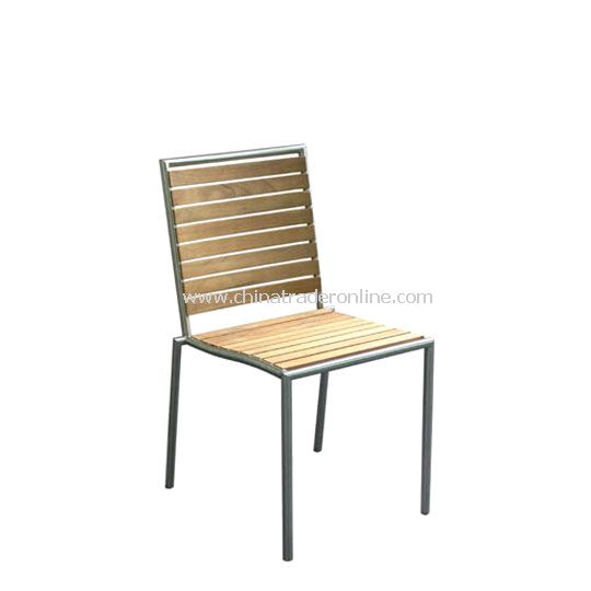 Stainless Steel Sidechair with teak