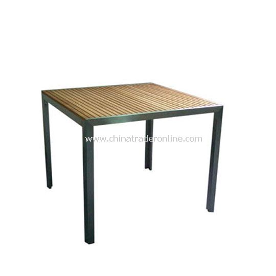 Stainless Steel Table Square 90*90cm with Teak top