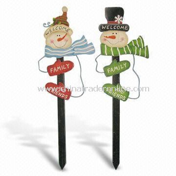 Wooden Snowman Stake for Christmas Decoration, Measures 25 x 2.5 x 82cm from China
