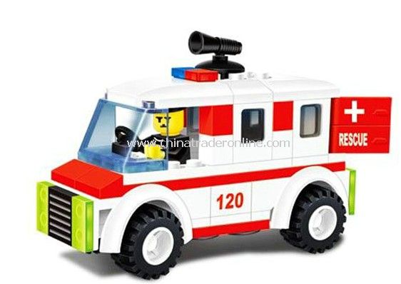 fire fighting car toy bricks, building blocks from China