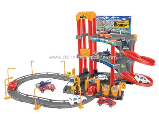 Parking lot Pretend Sets, Park & Play Service Garage with 3 plastic cars