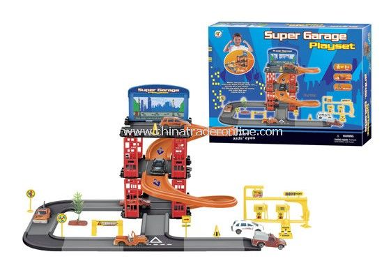 Parking lot Pretend Sets, Park & Play Service Garage with 3 plastic cars