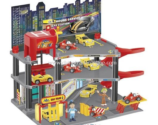 Parking lot Pretend Sets, Park & Play Service Garage with 4 cars and 2 men from China