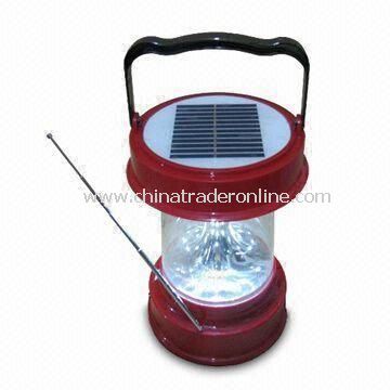 Solar Camping Lantern with Radio and NiCD Rechargeable Battery, Made of ABS Material