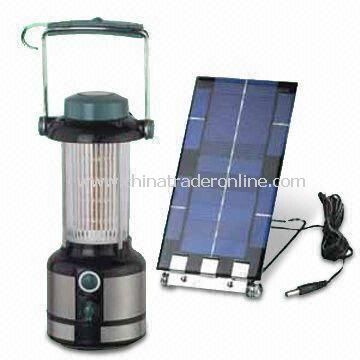Solar LED Camping Lantern, Made of ABS Material, Operated by Rechargeable Battery