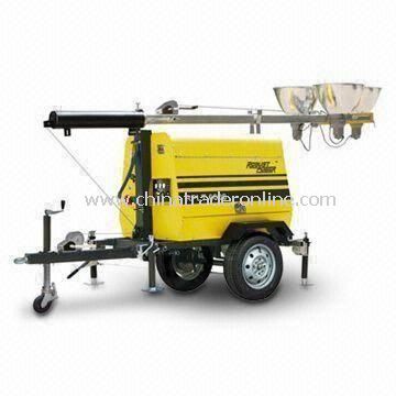 Mobile Diesel Light Tower with 9m Maximum Extension of Mast and 100L Fuel Tank Capacity