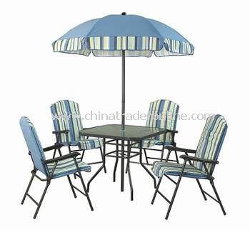 Outdoor Furniture 6pc Padded Folding Patio Dining Set with Swing Chair from China