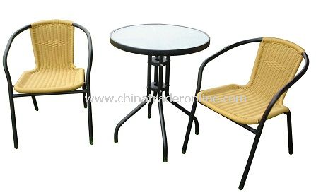 Outdoor Furniture Aluminum 3pc PE-Rattan Bistro Set