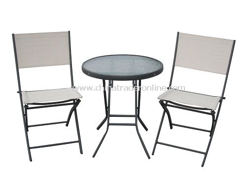 Outdoor Furniture Steel 3pc Sling Folding Bistro Set from China