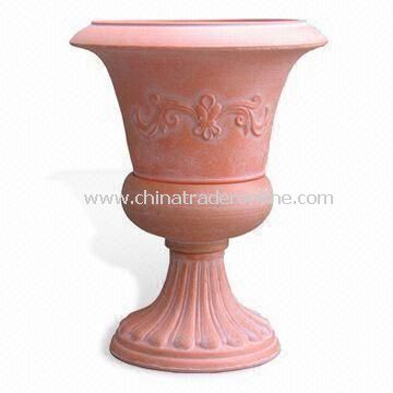 15-inch Urn-shaped Durable Heat-resistant Plastic Garden Planter of Blow Molding, Eco-friendly